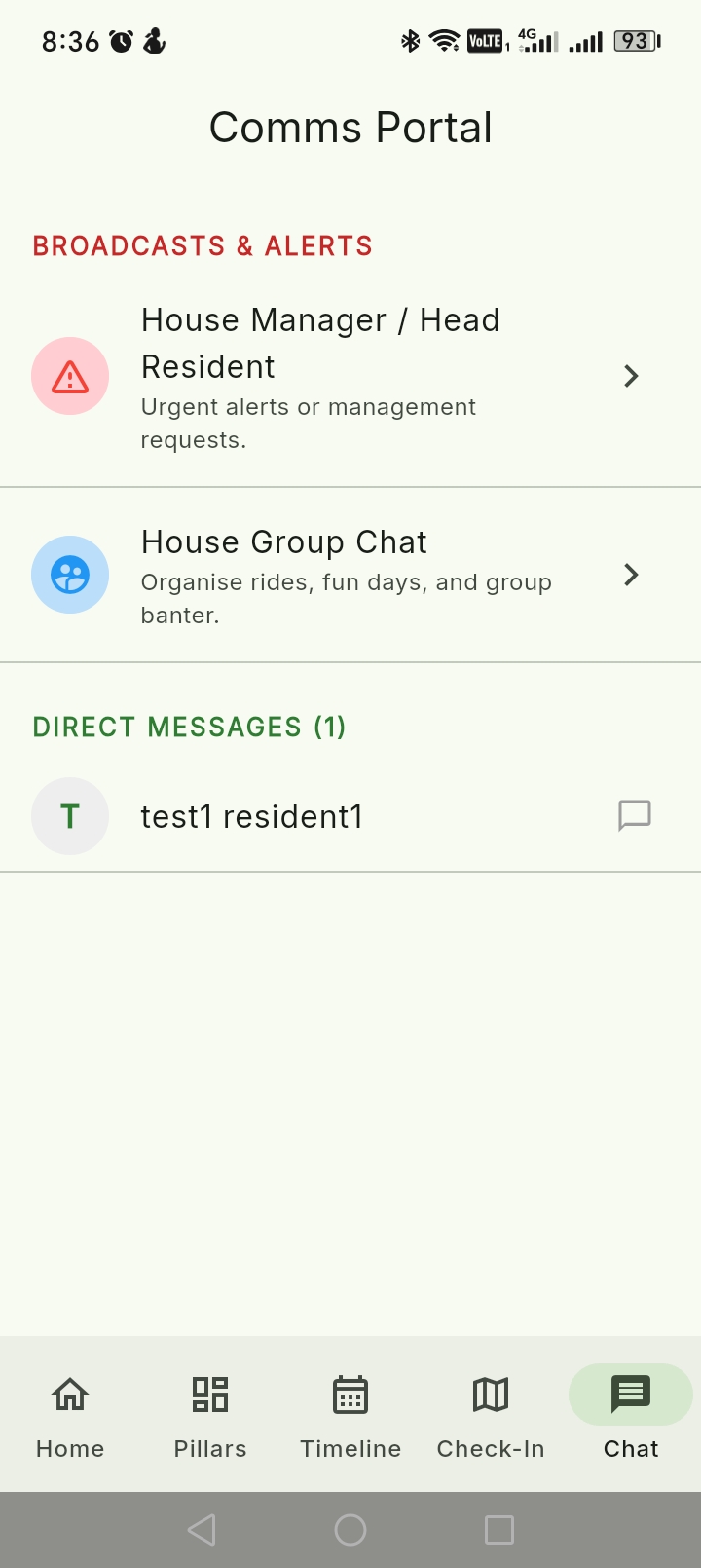 Comms App Screen