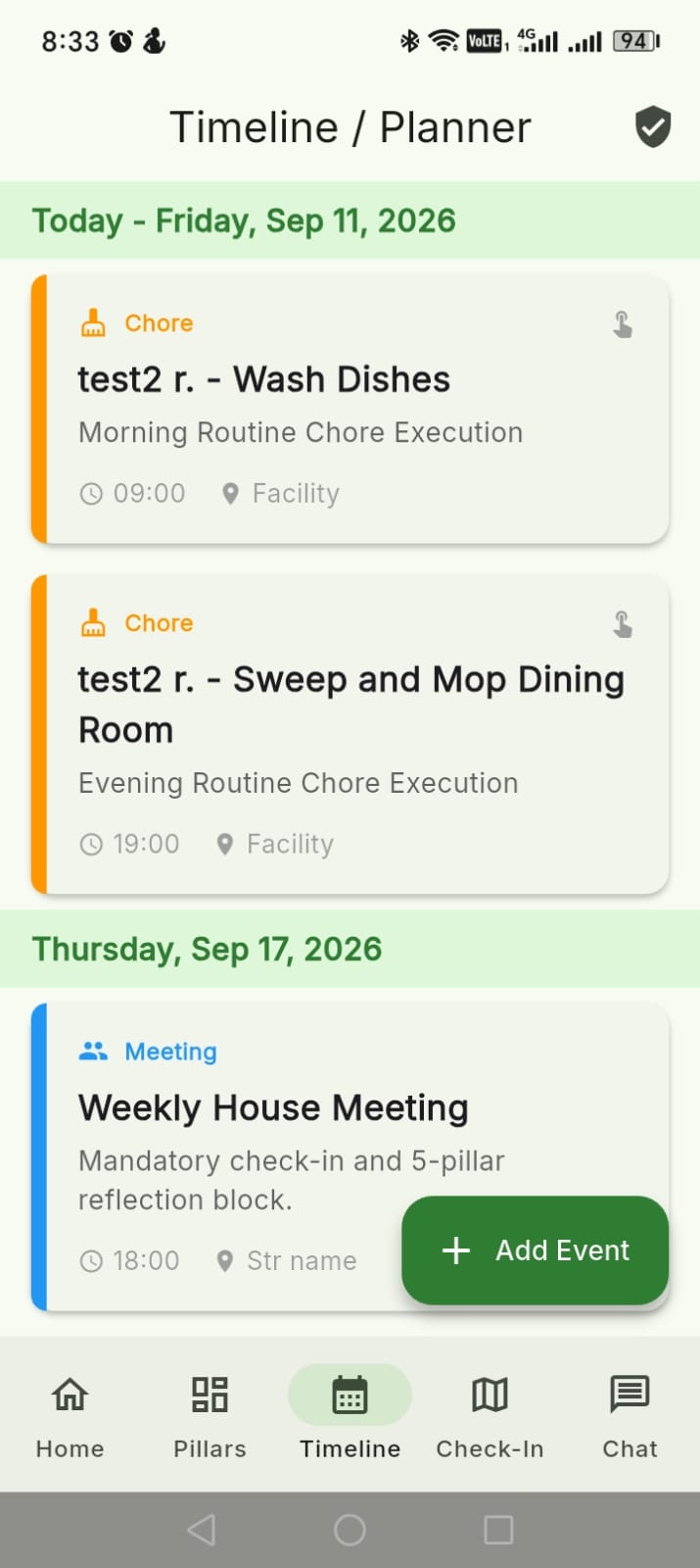 Timeline App Screen